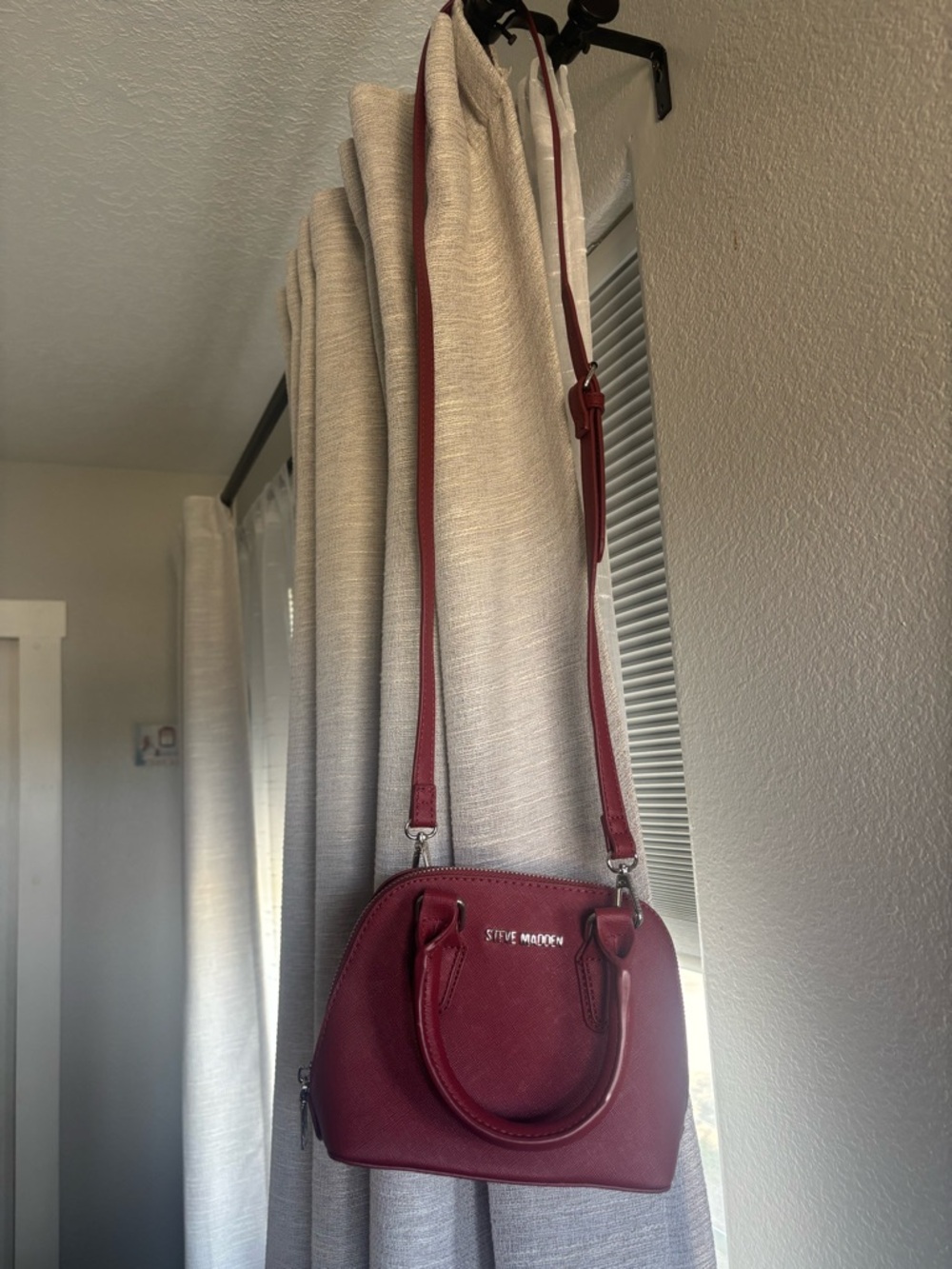 Steve Madden Burgundy Leather Crossbody Satchel